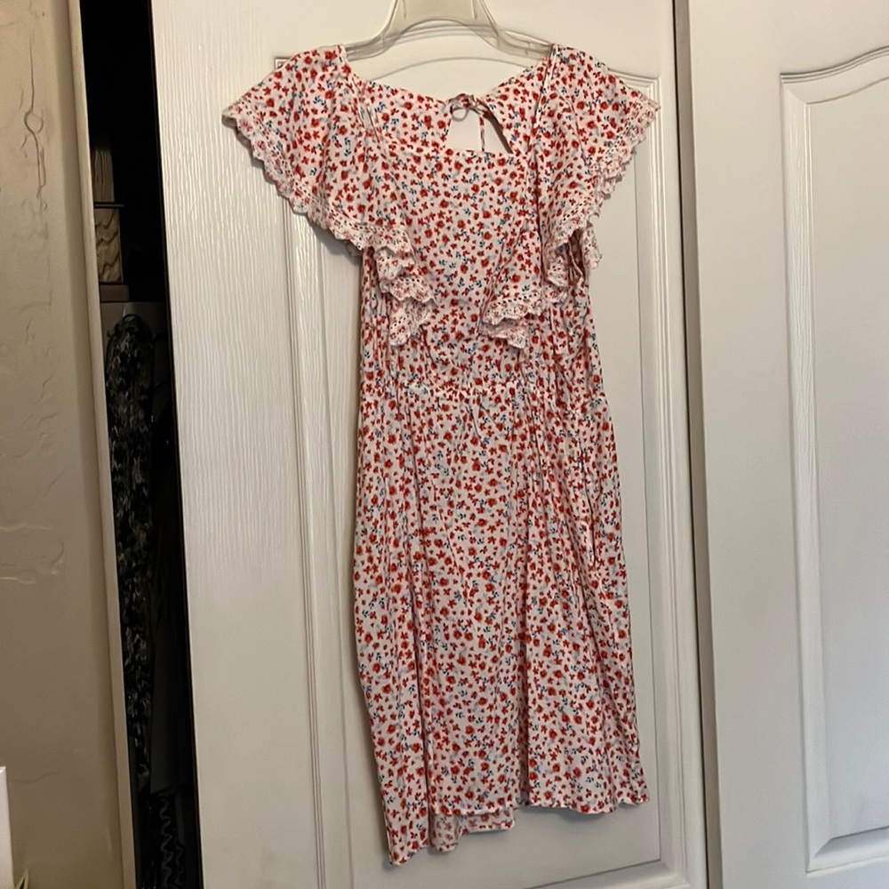 Red and white shirt sun dress